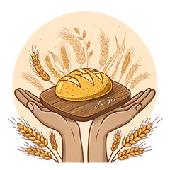 Artisan Bread and Grain Illustration