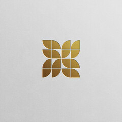 Geometric pattern logo in luxury gold shades. Sleek and modern design can fit various industries.	
