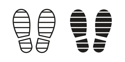 Footprint icon element in flat simple style. Thin stroke editable icons