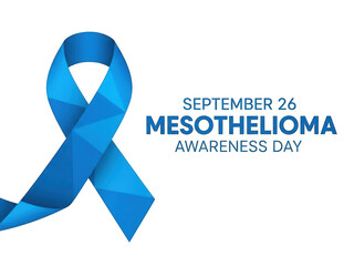 Blue ribbon for mesothelioma awareness day on september 26 isolated on transparent background