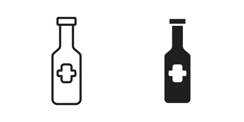 Gin icon element in flat simple style. Thin stroke editable icons