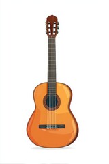 Obraz premium Stylish Acoustic Guitar Illustration. Classic Wooden Instrument with Rich Sound and String Details