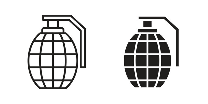 Granade icon element in flat simple style. Thin stroke editable icons