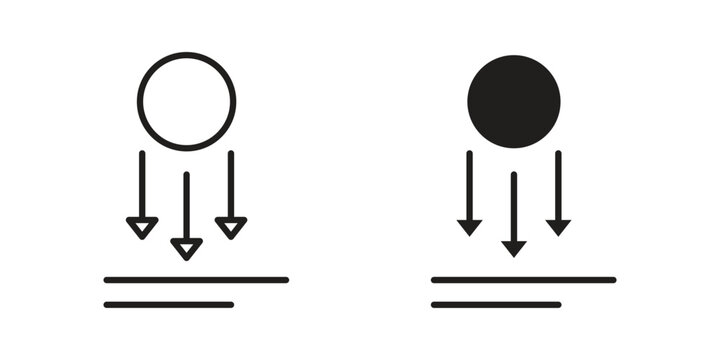 Gravity icon element in flat simple style. Thin stroke editable icons