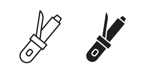 Hair curler icon element in flat simple style. Thin stroke editable icons