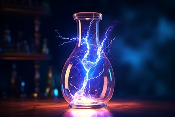 magical colorful lightning in a bottle