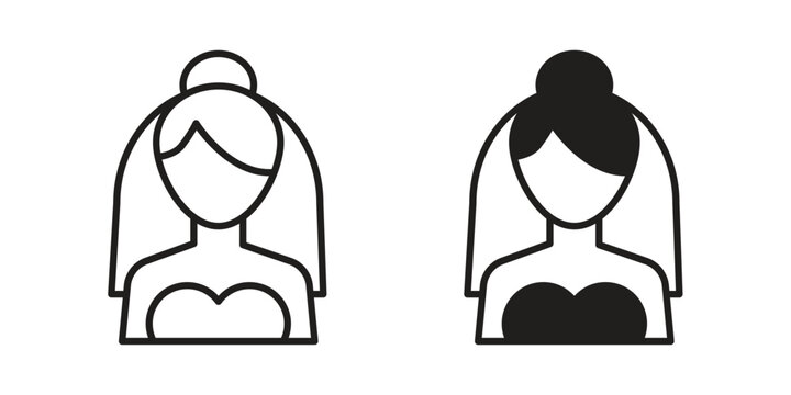 Bride icon concept template. linear or solid icon collection