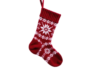 A red Christmas sock hangs from a rope, ready for Santa's visit