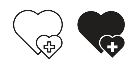 Heal icon element in flat simple style. Thin stroke editable icons