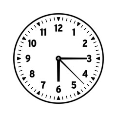 Mechanical clock face with arabic numerals, bezel. Watch dial with minute, hour marks and numbers. Timer or stopwatch element. Blank measuring circle scale with divisions. Vector illustration