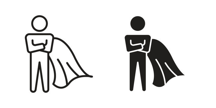 Hero icon element in flat simple style. Thin stroke editable icons