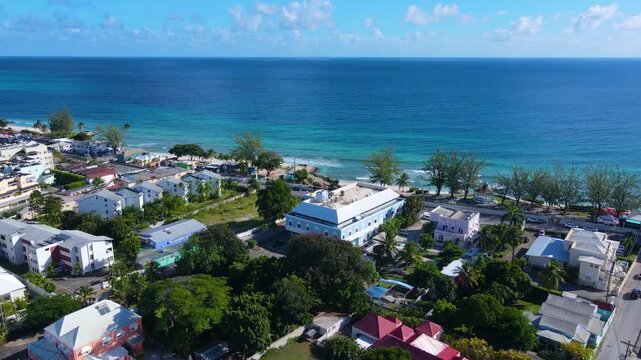 Hastings Beach aerial view at Hastings Rocks Park at South Coast in village of Hastings, Christ Church, Barbados. 