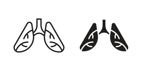 Human lungs icon element in flat simple style. Thin stroke editable icons