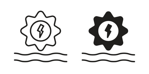 Hydraulic energy icon element in flat simple style. Thin stroke editable icons