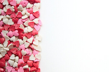 multicolored hearts on a white background