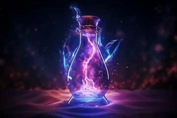 magical colorful lightning in a bottle