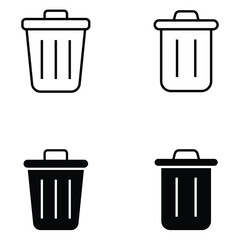 Trash bin delete sign symbol icon set