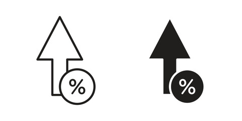 Increase rate icon element in flat simple style. Thin stroke editable icons