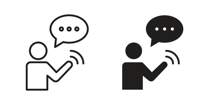 Influencer icon element in flat simple style. Thin stroke editable icons