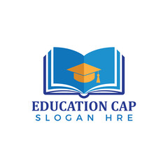 Education logo with graduation cap on open book