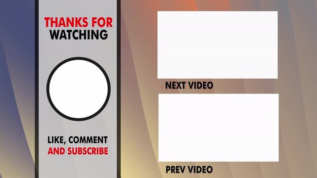 Youtube end screen displaying video suggestions and subscription prompts. Suitable for end of videos for creators to promote their content.
