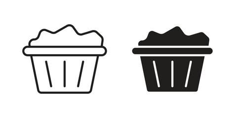 laundry hamper icon element in flat simple style. Thin stroke editable icons