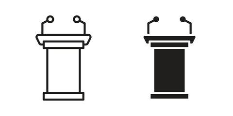 Lectern icon element in flat simple style. Thin stroke editable icons