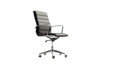 Modern Ergonomic Mid-Back Ribbed Leather Office Chair with Chrome Frame