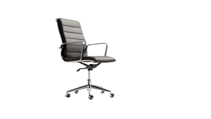 Modern Ergonomic Mid-Back Ribbed Leather Office Chair with Chrome Frame
