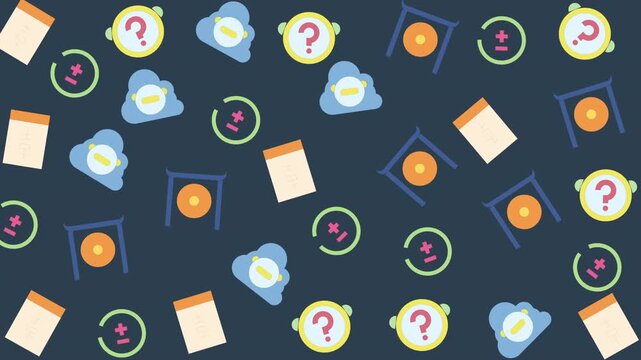 Question Marks and Coffee Cups Pattern, Abstract Graphic Design, Seamless Background, Digital Illustration, Flat Lay View