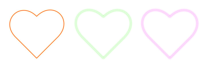 Colorful heart shapes in orange, green, and pink hues isolated on transparent background