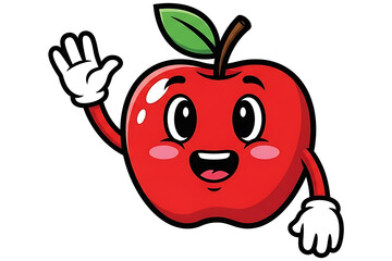 Cute Apple Cartoon PNG Isolated On Transparent Background