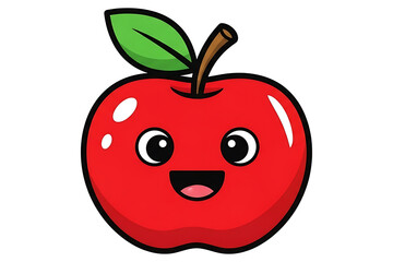 Cute Apple Cartoon PNG Isolated On Transparent Background