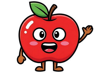 Cute Apple Cartoon PNG Isolated On Transparent Background