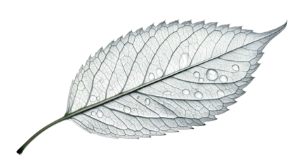 Intricate Skeleton Leaf with Water Droplets and Detailed Vein Structure
