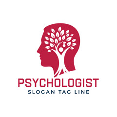 Psychologist logo with tree growing out of head
