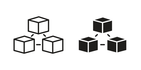 Modules icon element in flat simple style. Thin stroke editable icons