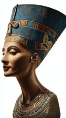 Blue Crowned Ancient Egyptian Queen Bust
