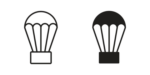 Parachute icon element in flat simple style. Thin stroke editable icons