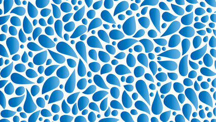 Obraz premium Abstract seamless pattern of blue gradient teardrop shapes against a solid black background texture