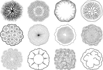 Collection of intricate black and white circular patterns with varying textures