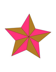 Star-shaped pink ribbon and star isolated for breast cancer awareness campaigns