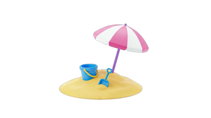 Beach Scene with Umbrella, Bucket, and Shovel - Summer Fun