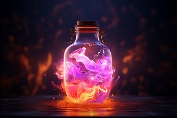 magical colorful lightning in a bottle