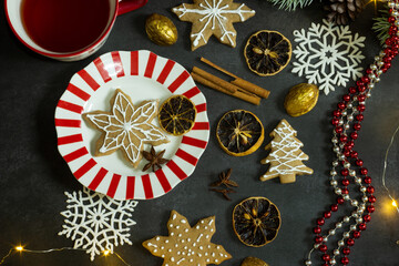 christmas decoration on a wooden background