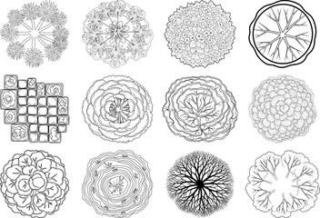 Collection of intricate black and white mandala designs with various patterns