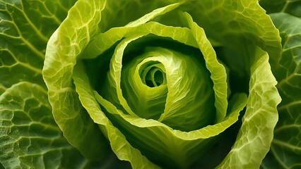 Green butter lettuce leaves very close macro photography.