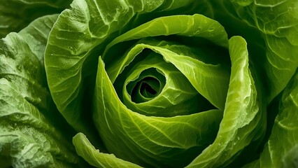 Green butter lettuce leaves very close macro photography.