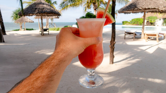 Tropical cocktail at Zanzibar beach resort