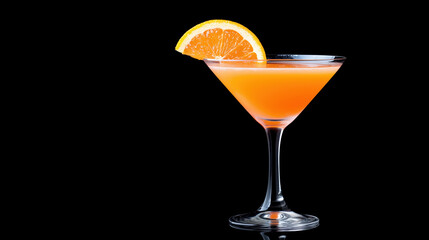 Glass of orange juice with a slice of orange on top